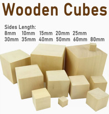 Wooden Cubes DIY Toy Bricks Solid Wood Teaching Aid Length 8/10/15/20/25/30 80mm