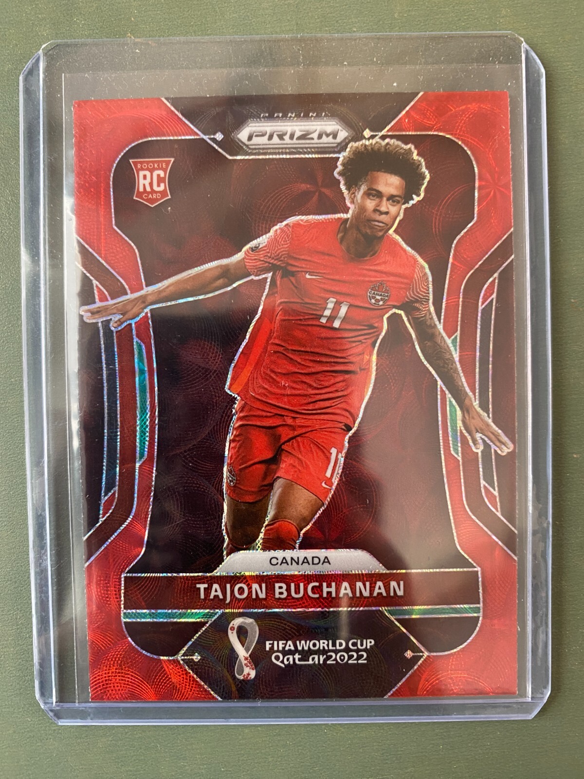 2022 Panini Prizm Qatar World Cup Tajon Buchanan RC Rookie Red Choice Canada 54