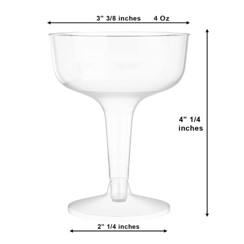 Plastic Champagne Party Glasses2 Piece Disposable 4 Oz Wine Cups 24 - Picture 2 of 9