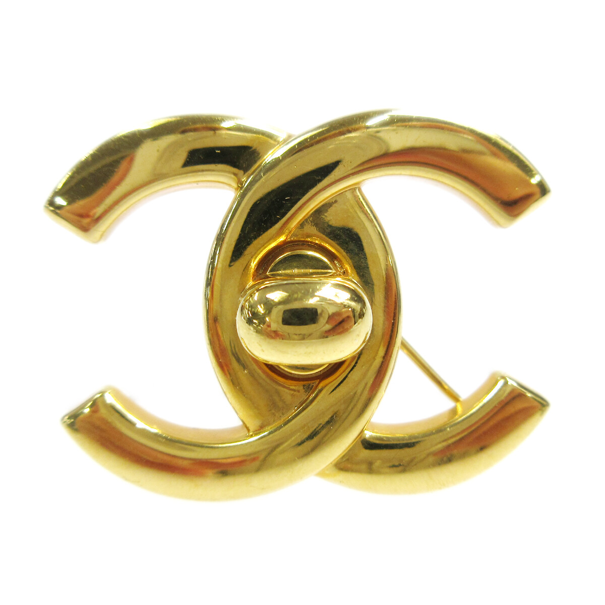 Chanel Turnlock Brooch Pin Gold Large 97P 43285 | eBay