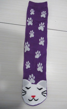 GIRLS SOCKS. CAT  FACE. GRAY.  PURPLE  SOCKS