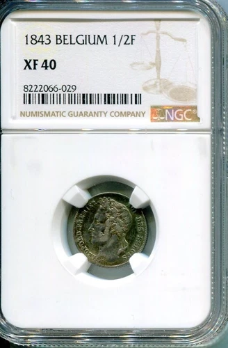 BELGIUM 1843 1/2 FRANC NGC XF 40 (02)