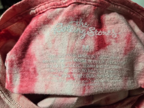 Rolling Stones Unisex Medium Shirt Tongue Lips Official Logo Red Pink Tie Dye - Picture 10 of 10