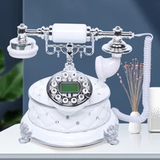 Corded Telephone Landline Phone Push Dial Phone Home Office Vintage Telephone