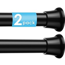 2Pcs Tension Curtain Rod 31 To 76 Inch Black Shower Curtain Rod No Drilling A...