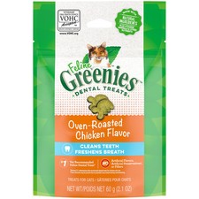 FELINE GREENIES Oven Roasted Chicken Flavor Crunchy Dental Cat Treats 2.1oz