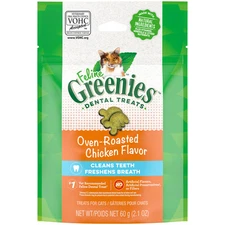 FELINE GREENIES Oven Roasted Chicken Flavor Crunchy Dental Cat Treats 2.1oz