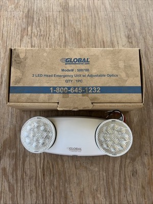 Global 500780 2 LED Head Emergency Unit w/ Adjustable Optics NEW IN BOX