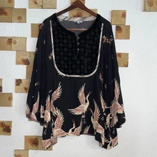 John Mark Cranes Colorful Tunic Top Plus Women’s Size 3X Artsy Art Wear Boho