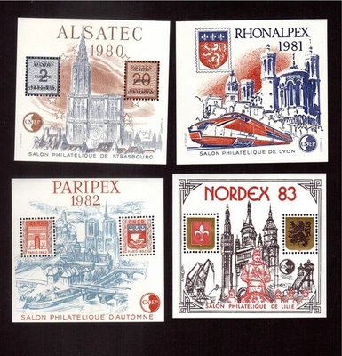 FR LOT 4 BLOCS CNEP 1980/1983 n° 1 - 2 - 3 A et 4A ** Cote + de 53 € - Photo 1/2