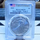 2021 Silver Eagle Type 2 - Graded MS70 by PCGS - "FirstStrike" Label