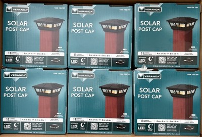 LOT of 12 - Veranda Solar LED 4 x4  Or 6 x6  11 Lumen BLACK Post Cap Light