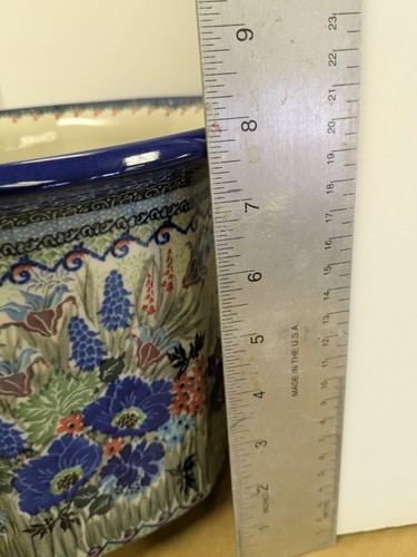Polish Unikat Flower Pot A.M.-242 Artist T Liana 4087 Measures 8"X10.5" - Picture 4 of 7