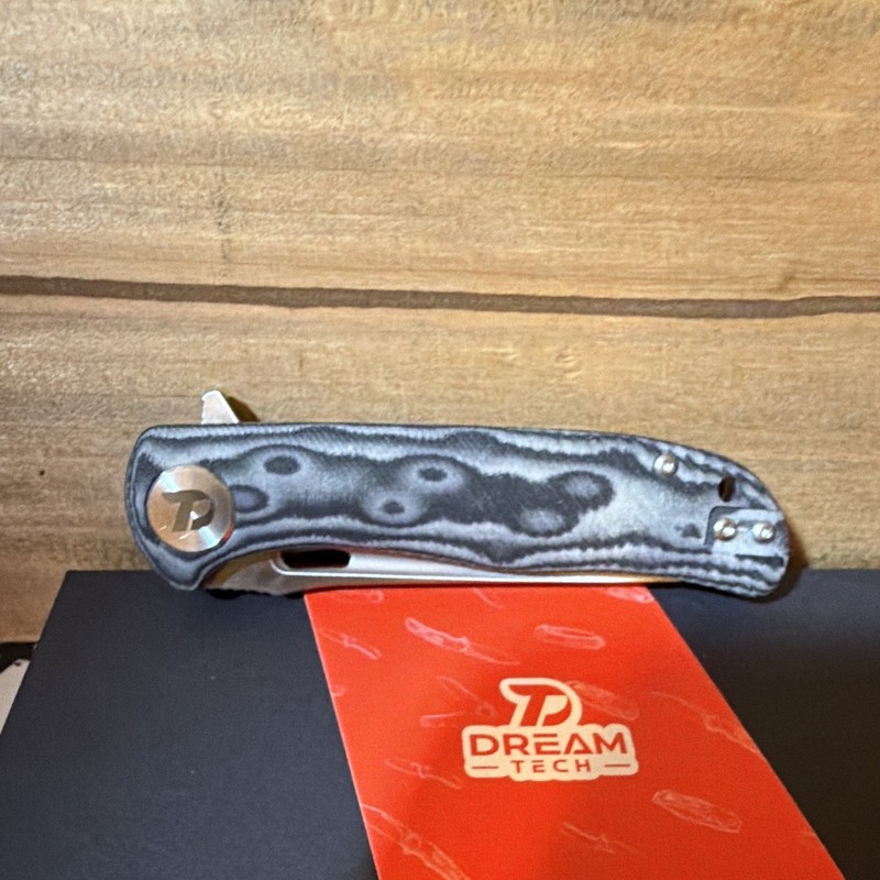 Dream Tech D3898MG Pocketknife Gray/Black Micarta Liner Lock Drop Point Plain