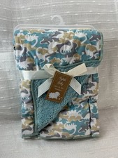 Stylish Baby Dinosaur Blanket Camo Reversible Blue Sherpa Security Lovey NEW