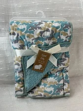 Stylish Baby Dinosaur Blanket Camo Reversible Blue Sherpa Security Lovey NEW