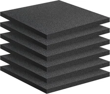 6 Pack 12"x12"x0.4" Black Polyethylene Foam Pads for Packing Cushioning Inserts