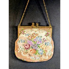 Vintage Floral Tapestry Evening Bag Gold Frame Chain Strap Petite Purse