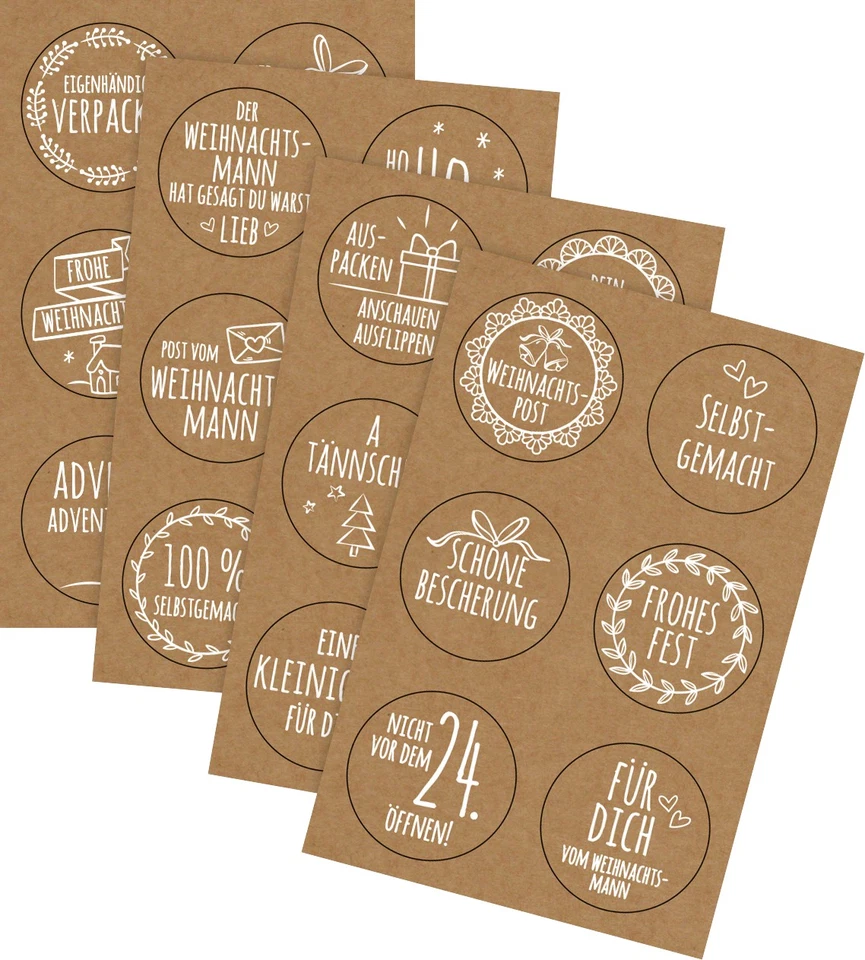 Sticker Weihnachtspost 24 Stück selbstklebend 4,8cm Scrapbooking Geschenke