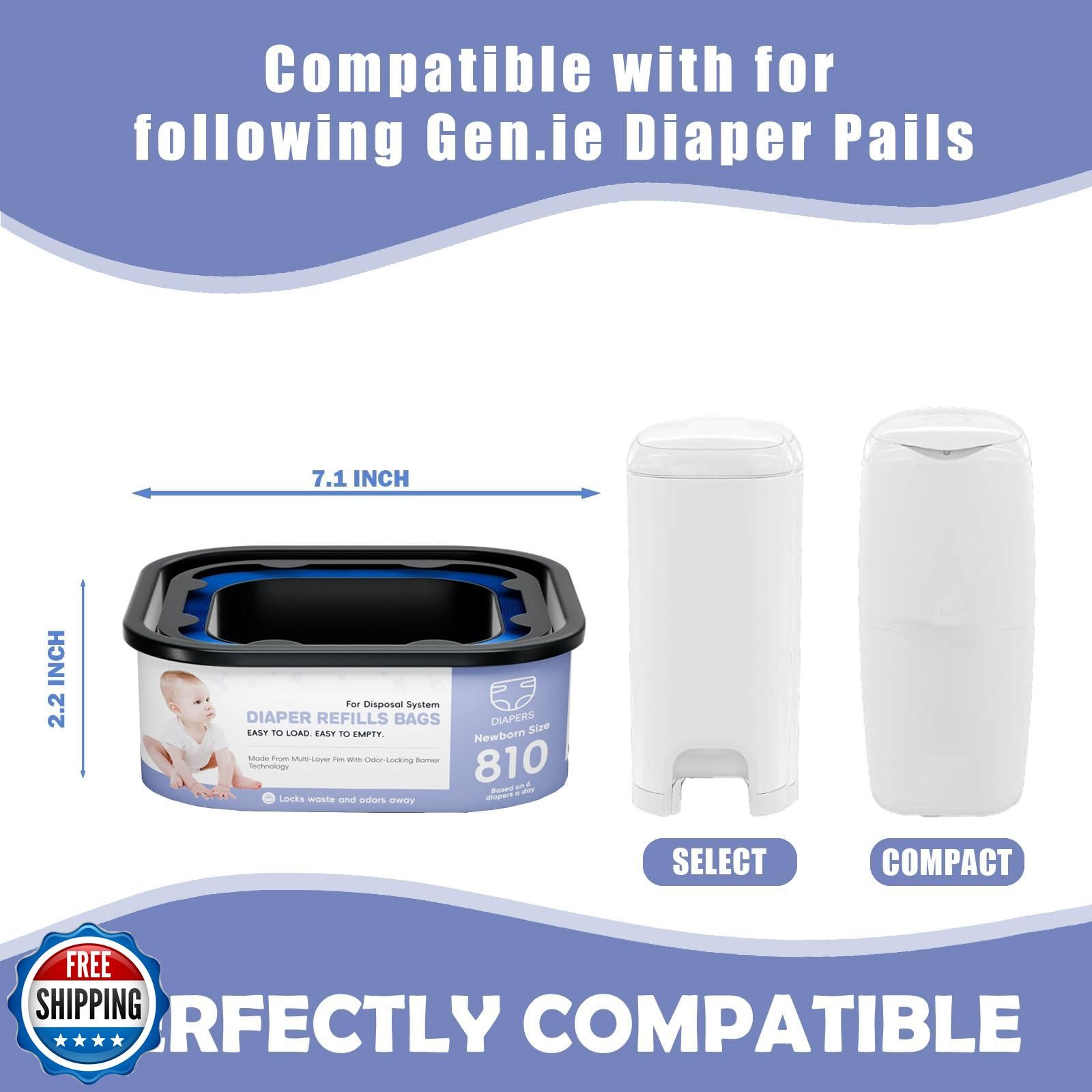 Square Refills Disposal Bags Refill Compatible with for Diaper Gen.ie Compact