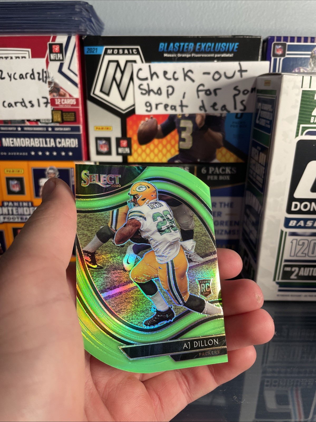 2020 Panini Select - Field Level AJ Dillon #365 Neon Green Prizm Die-Cut (RC)