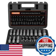 Yekepro 28Pcs Deep Bolt Extractor Set Spark Plug Extractor Socket Set 3/8 Drive