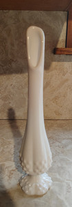 Vintage Fenton Hobnail milk glass swung bud vase 9"