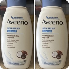 2 X Aveeno Skin Relief Body Wash with Coconut Scent  Soothing Oat Gentle Soap