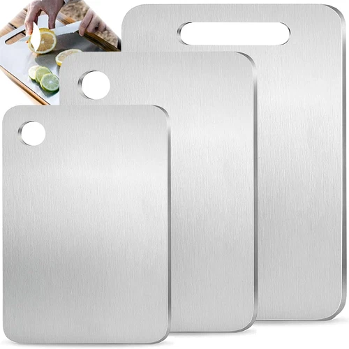 100% Pure Titanium Cutting Board Set of 3, Double-Sided Pure Cut Titanium Cuttin
