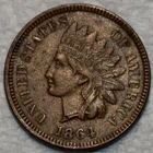 XF-AU 1864-L/864 Snow-10  Indian Head Cent, Sharp, Notable RPD.