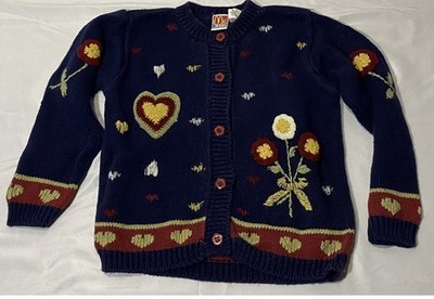McKids Clothing Girls Button Up Sweater Size 4T Excellent Condition Navy Blue