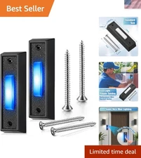Energy-Efficient Lighted Doorbell Button - Wall Mount, Blue LED, 2 Pack
