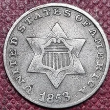 1853 Three Cent Piece 3c Silver Trime Higher Grade XF #96631