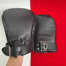 PU Leather Bondage Paws Gimp Mitts Gloves Padded Adjustable Restraint Handcuffs