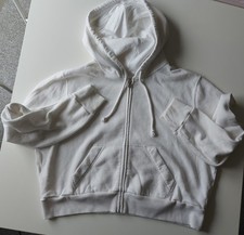 HOLLISTER White Fleece Hoodie Zip Up Pockets Women's Size L