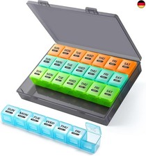 Tablettenbox Monat 28 Tage Pillendose, 4 Wochen Medikamentenbox 7 Tage 1 Fach, R