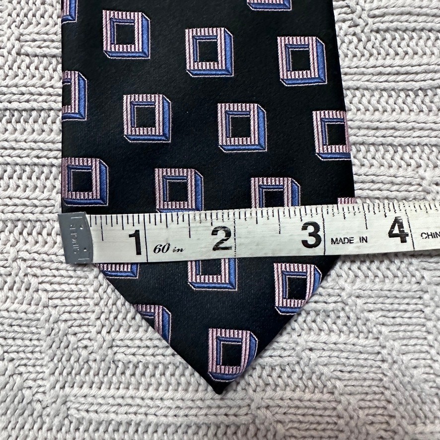 Bresciani black square geometric patterned silk t… - image 5