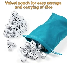 100 Pieces White Dice Set, 16MM Standard Game Dices, Opaque Six-Sided Dice 