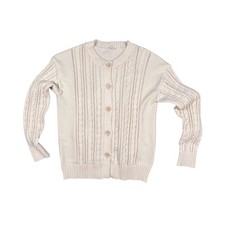 Vintage Cream Cable Knit Button Up Cardigan Sweater M