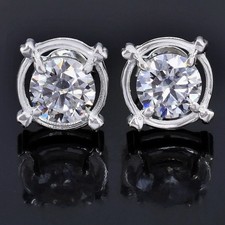 Zertifiziert 2,00 Kt Runden Form Weiß Diamant Solitär Ohrstecker