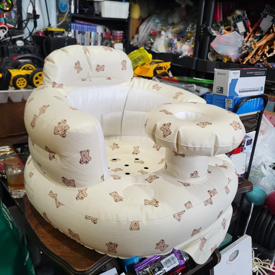 Asiento de bebé inflable con bandeja, silla de piso infantil totalmente de apoyo Foto 3 de 4