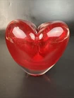 Vintage Murano Red Cased Glass Heart Vase ~ 4” Tall