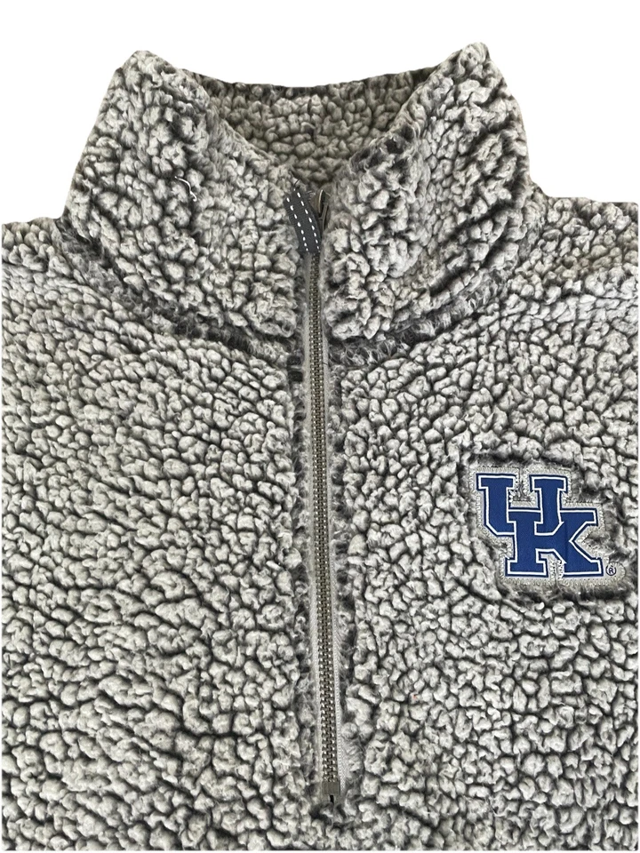 J America University Kentucky 女式灰色黑色夏尔巴羊毛英国运动大号 — 第 3/4 张图片