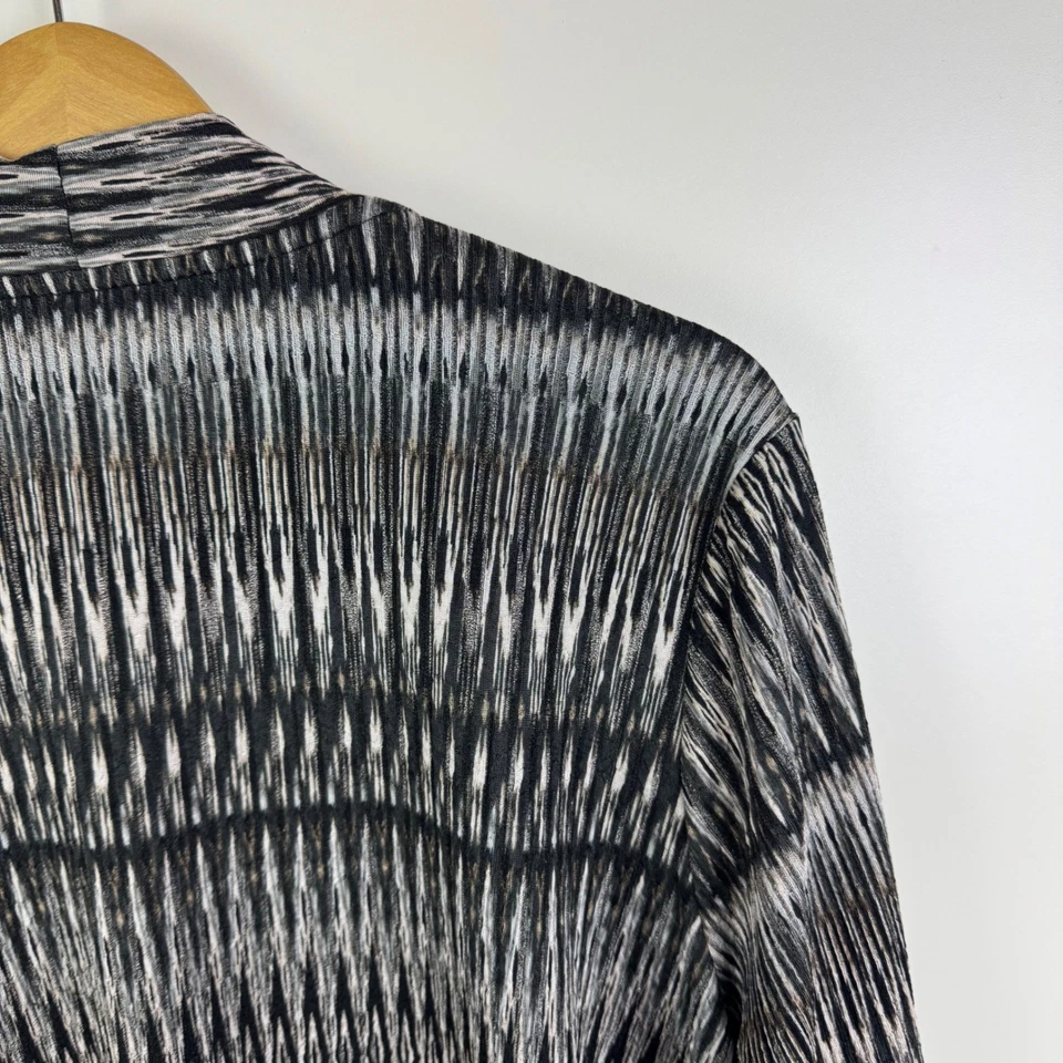 Cárdigan plumero Susan Graver talla 1X frente abierto tejido abstracto elástico viaje Foto 3 de 4