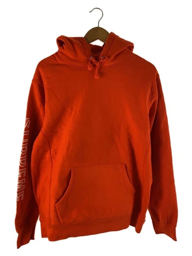 Felpa Supreme con cappuccio manica 18SS ricamo L cotone arancione usata