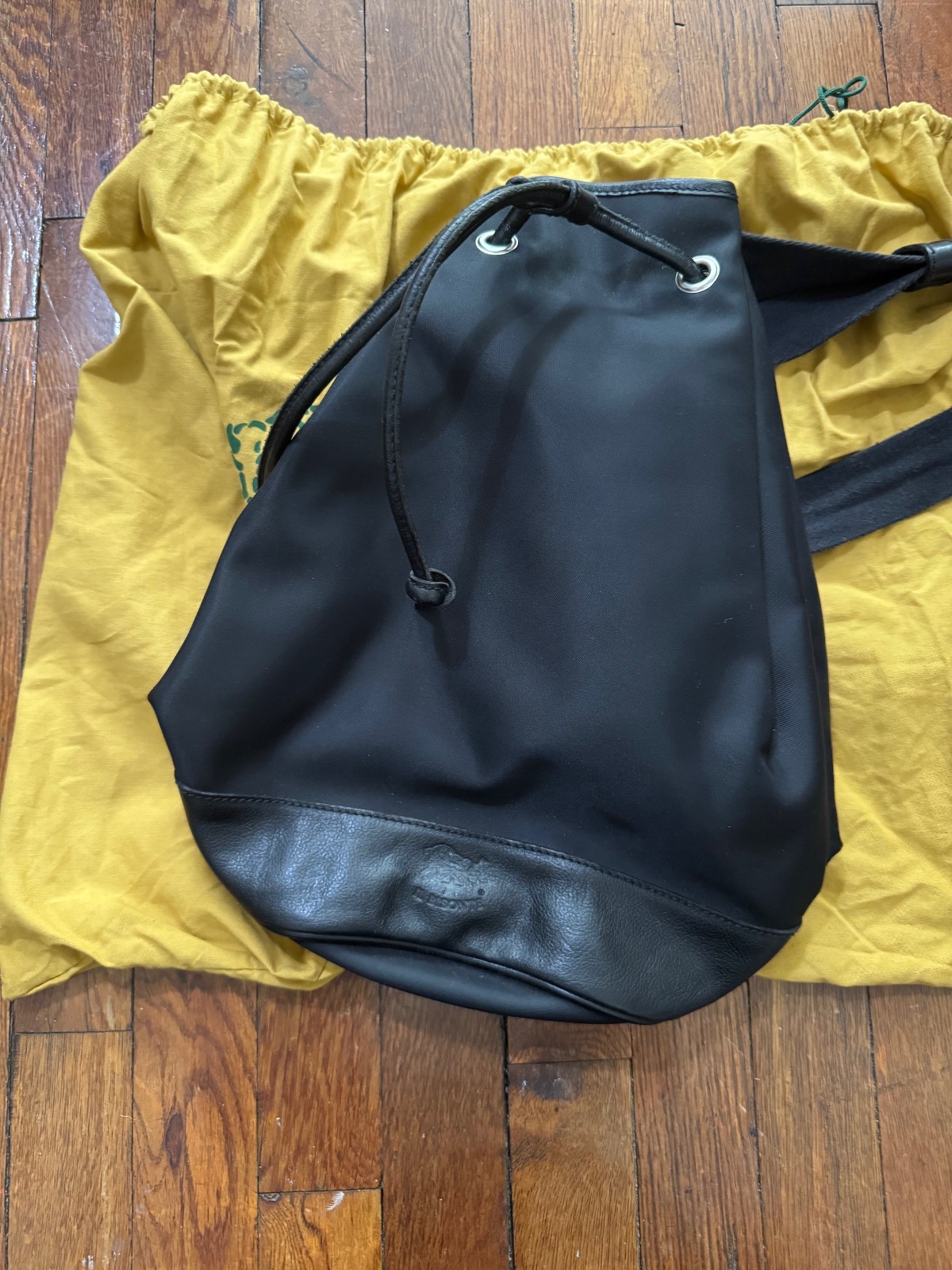 Il Bisonte black nylonand leather sling backpack - image 8