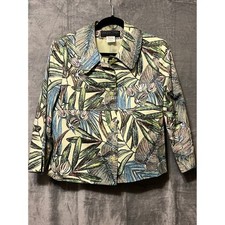 Harv  Benard Collection Jacket Size 12 Floral Print Cotton Blend 3/4 Sleeve