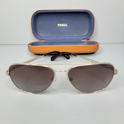 FOSSIL Aviator Sunglasses Polarized 100% UVA/ UVB SILVER FOS 3144 New Open Box