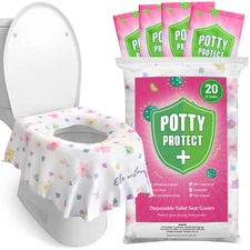 20 Pack Extra Large Disposable Toilet Seat Covers - Floral Design