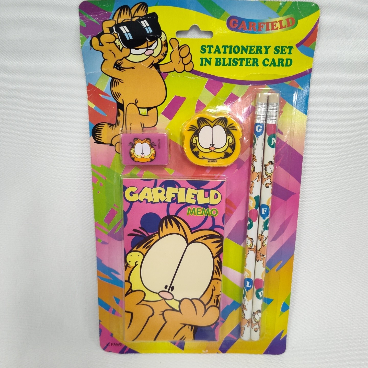 Vintage Garfield Stationery Set with Pencils Eraser Sharpener Paper Unopened-image